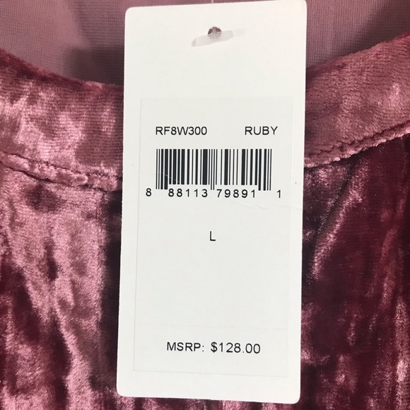 Splendid NWT Crop Velvet Top Pink sz L - Picture 5 of 6